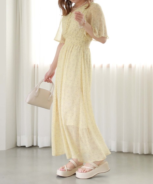   花柄フレアスリーブワンピース 新品未使用 archives（アルシーヴ） ワンピース 花柄フレアスリーブワンピース