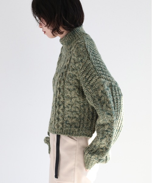 cepo（セポ） ニット セーター ミックスカラー ケーブルハイネック