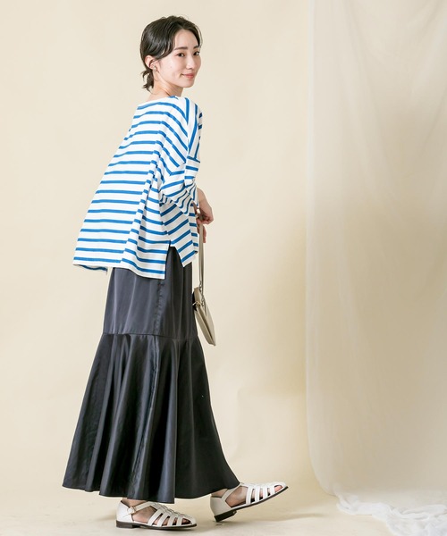 #Gready Brilliant 綿レ-スマキシスカ-ト Gready Brilliant tシャツ Tシャツ 綿BDボート7分袖