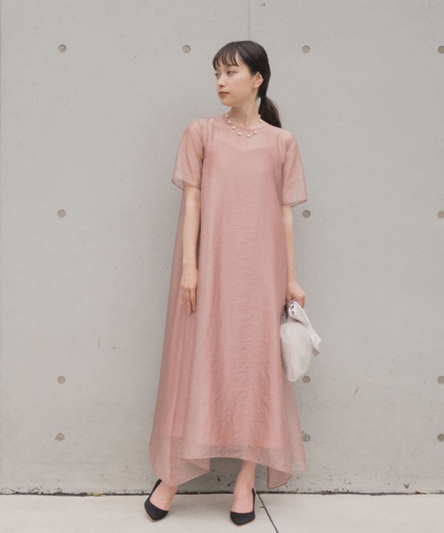 kaene｜シアーオーガンジーショートスリーブドレス | Rakuten