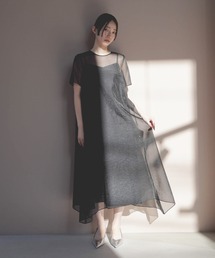 kaene ドレス シアーオーガンジーショートスリーブドレス