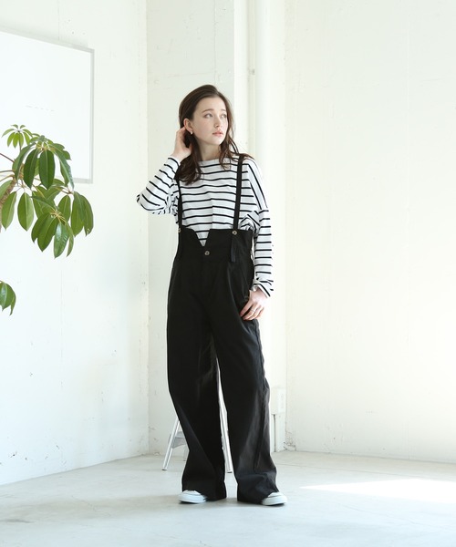 ジーンズ デニム デニムパンツ サスペンダー付きハイウェスト