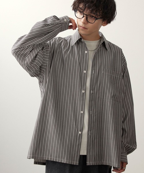 極美品 21AW ワイズ オーバーサイズロングシャツ 変形 サイドスリット MONO-MART シャツ ワイドルーズサイドスリットL/Sシャツ メンズ