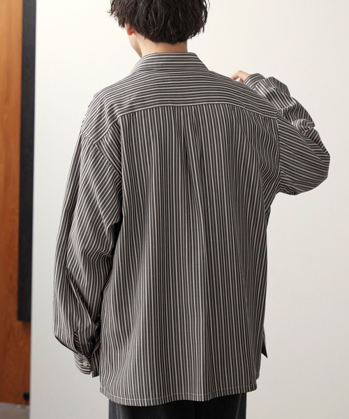 MONO-MART シャツ ワイドルーズサイドスリットL/Sシャツ メンズ