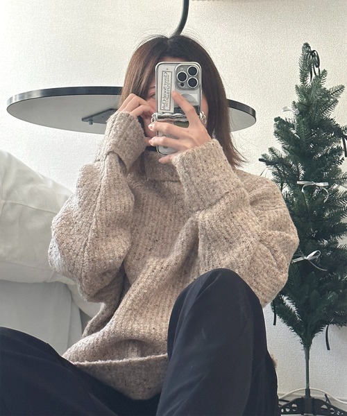 ニット セーター メランジハイネックニット レディース ROOP TOKYO ニット セーター メランジニットハイネック セーター