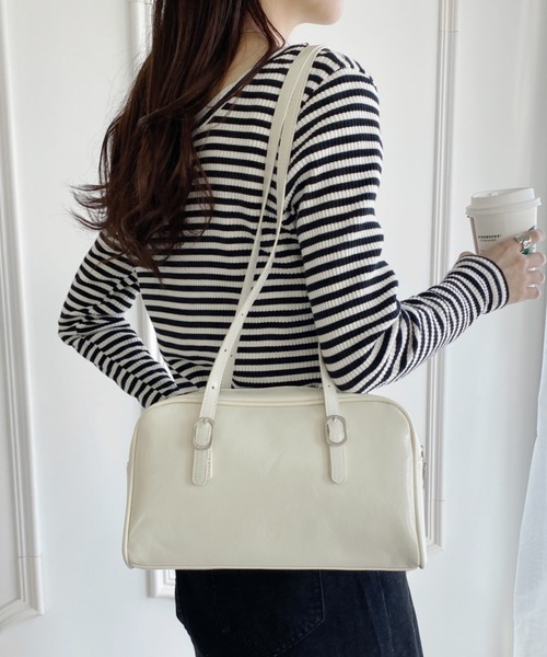 【新品未使用】ohga ミニボストンバッグ 白 ANGIE ボストンバッグ ミニボストンショルダーバック レディース