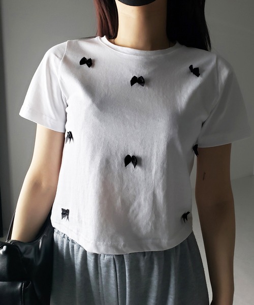 me+em select（ミームセレクト） tシャツ 「 4color 」ミニリボン