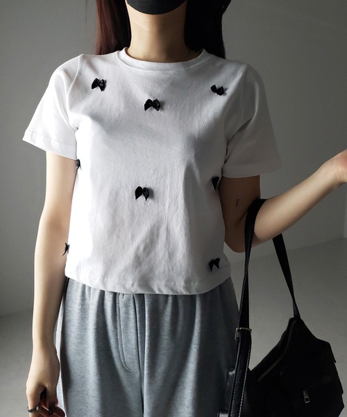 me+em select（ミームセレクト） tシャツ 「 4color 」ミニリボン