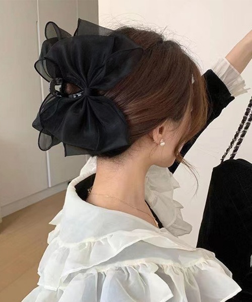 miniministore ヘアクリップ リボンヘアクリップ 大きめ黒