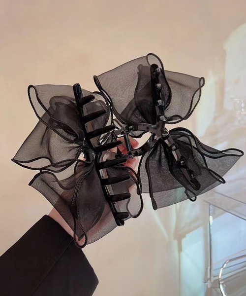 miniministore ヘアクリップ リボンヘアクリップ 大きめ黒