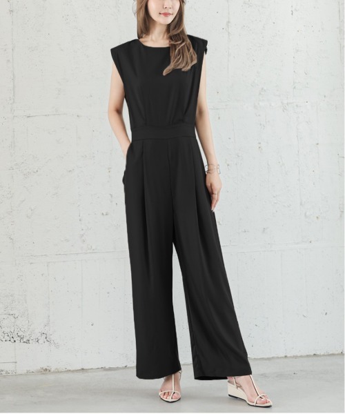 【andar】ブラックノースリーブ オールインワン TO UNITED ARROWS＞ノースリーブ オールインワン （サロペット