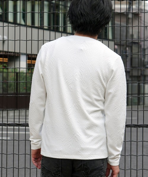 HIDEAWAYS NICOLE tシャツ ゼブラ風ブリスタ-ジャカードVネック