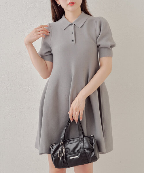 ワンピース 「SALON by Chico」襟ニットミニワンピース レディース 
