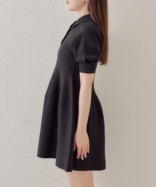 ワンピース 「SALON by Chico」襟ニットミニワンピース レディース 