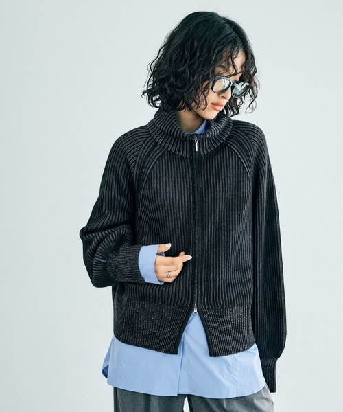 ゆでたまご 上着 LEPSIM カーディガン 7ゲージ配色リブZIPカーディガン 133274