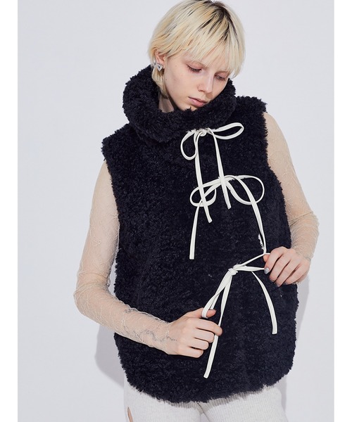 SORIN コート アウター Synthetic Fur Lace-up Vest レディース