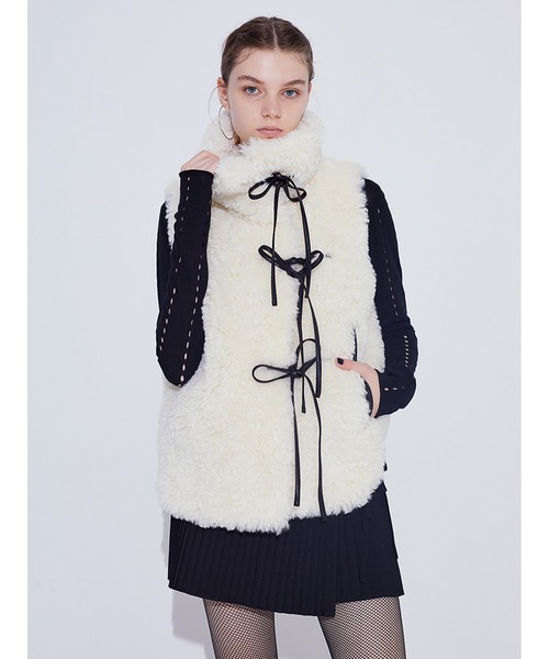 SORIN コート アウター Synthetic Fur Lace-up Vest レディース