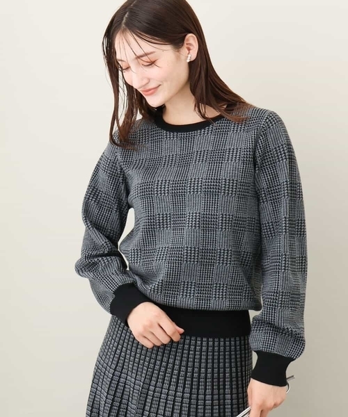 ニット セーター 2024AW/グレンチェックジャガードニット/洗える レディース