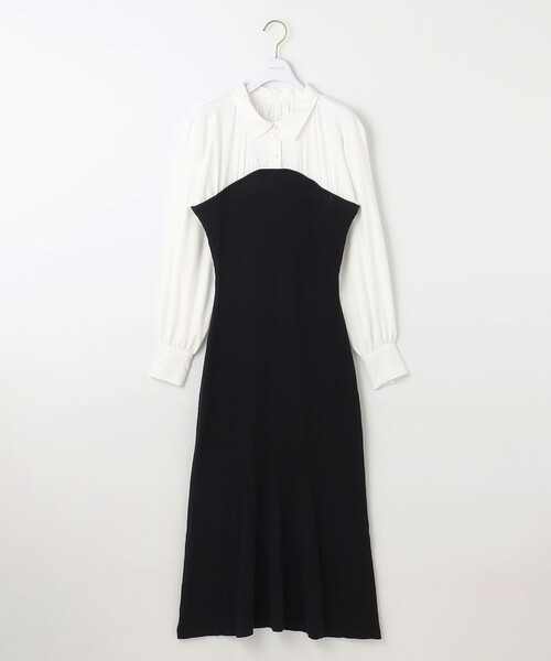 ⭐︎UNLIENS⭐︎アンリアン　シャツスリーブニットワンピース　ブラック＆ホワイト ⭐︎UNLIENS⭐︎アンリアン シャツスリーブニットワンピース ブラック