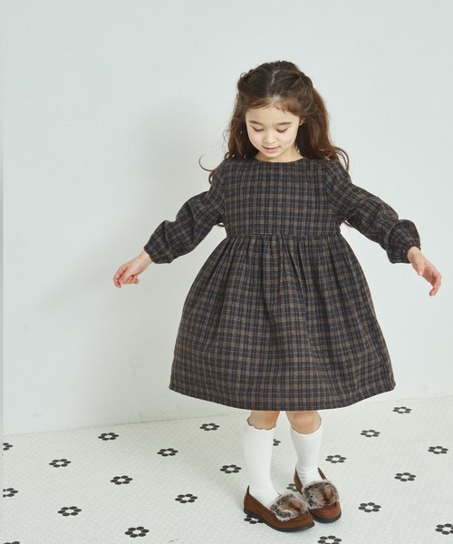 pairmanon（ペアマノン） ワンピース 起毛 チェック柄 長袖 リラックス