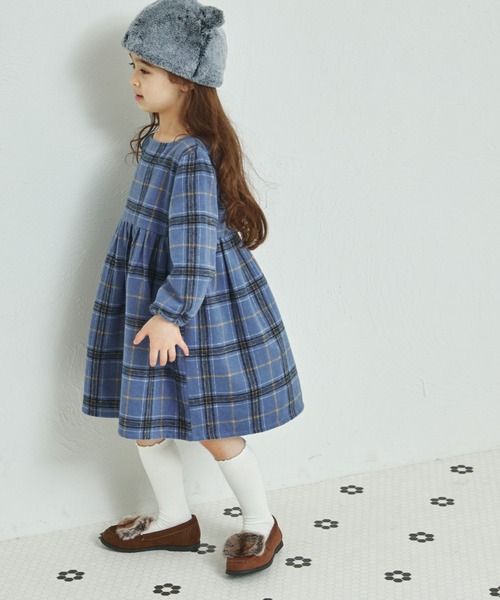 pairmanon（ペアマノン） ワンピース 起毛 チェック柄 長袖 リラックス