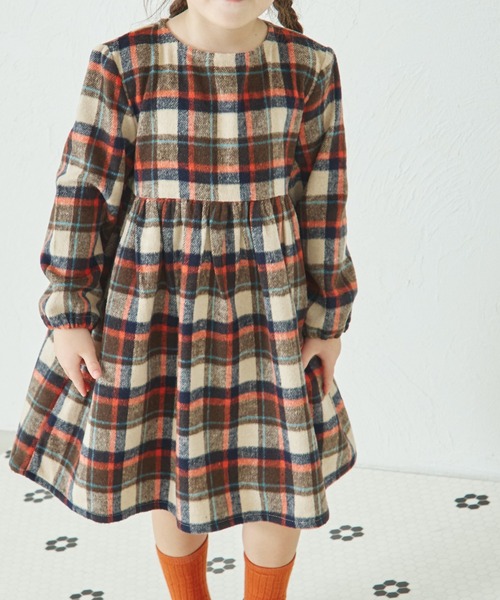 pairmanon（ペアマノン） ワンピース 起毛 チェック柄 長袖 リラックス