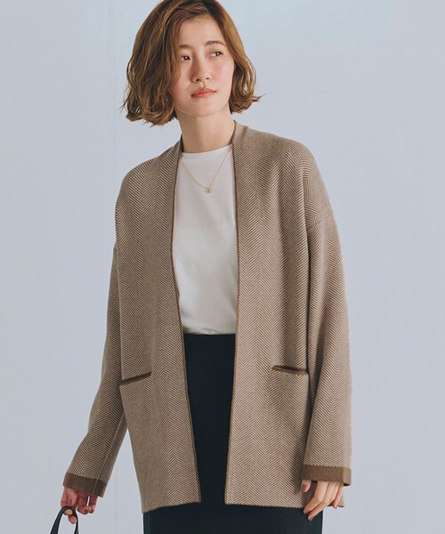 grove（グローブ） カーディガン ヘリンボーンジャカード着流し