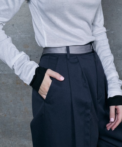 パンツ Double Waist Asymmetry Tuck Pants Double Waist Asymmetry Tuck Pants レディース