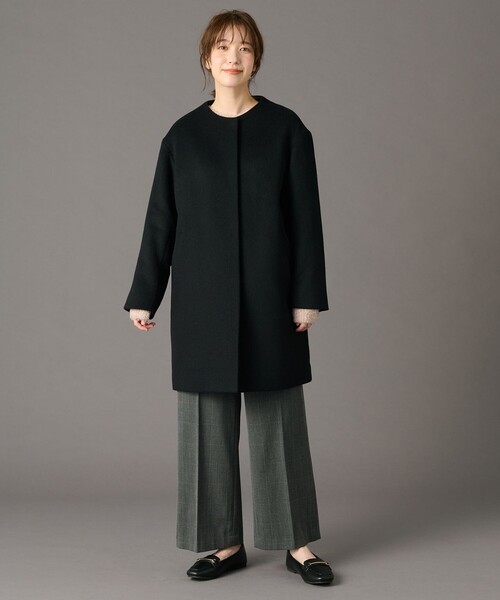 ANY（エニィ） ノーカラーコート コート 「防風裏地」カシミヤブレンド