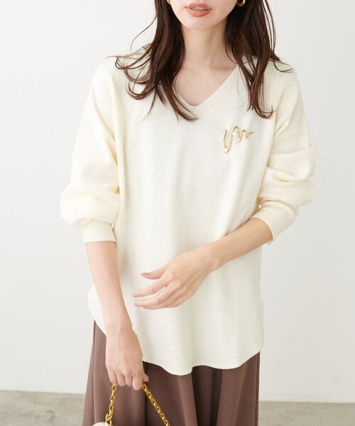 natural couture ニット セーター 「ako」骨ストさんのVネックニット