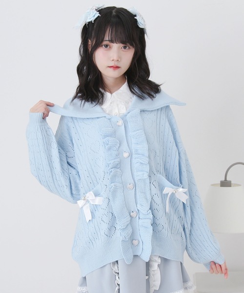 DearMyLove カーディガン セーラ襟フリルカーディガン レディース