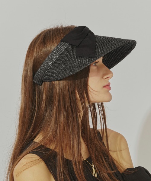 Chapeau d'O ブラック麦わら帽子 Chapeau d' O Straw-B Casablanca Logo | 57.5cm(75) BLACK (01