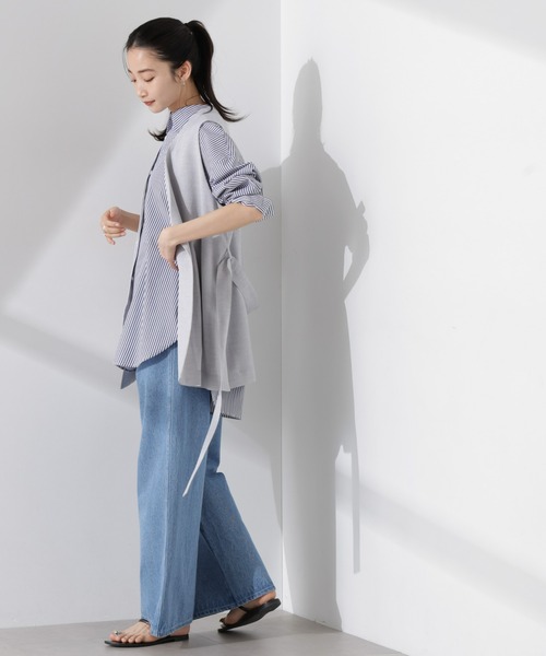 【美品】nano・universe  ノーカラージャケット・パンツ　通年　黒 セール】TEXBRID(R)シャツジャケット 半袖（テーラード