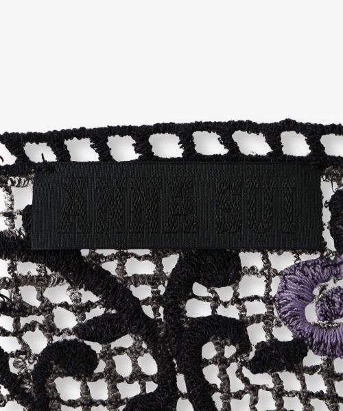 ANNA SUI　ショールブラック ANNA SUI ストール マフラー コットン三角ニットレースストール