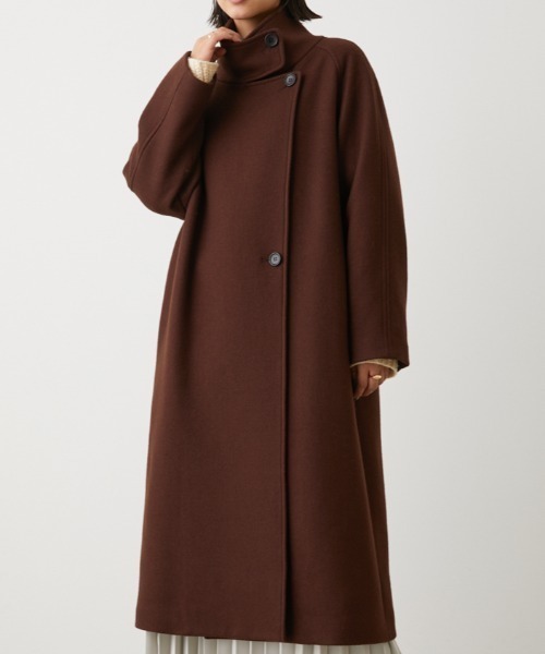 emiy ブラウン ロングコート crie conforto ステンカラーコート FREE ブラウン レディース