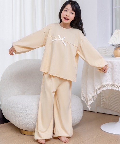 DAY CLOSET パジャマ ルームウェア キッズ 長袖大きなリボンのカラフル