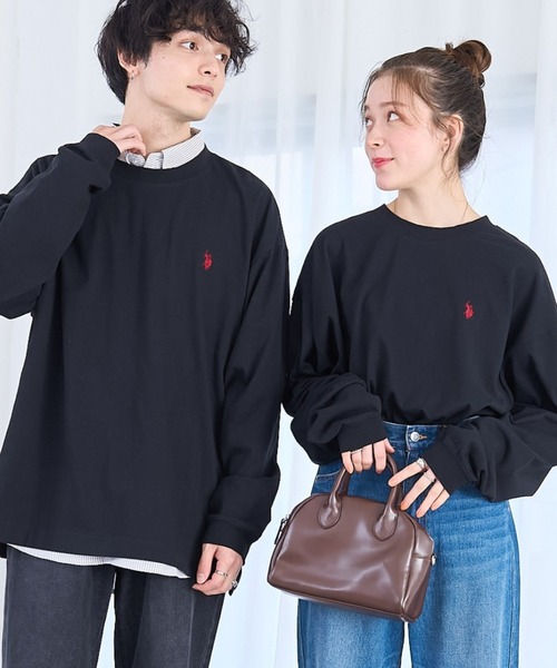 「U.S. POLO ASSN.」 長袖Tシャツ MEDIUM ブラック メンズ