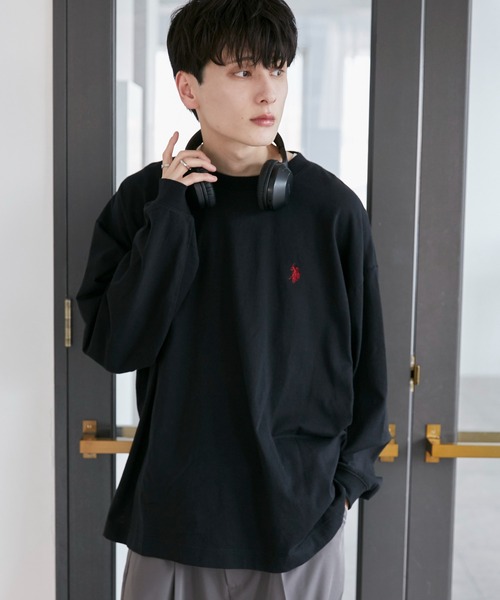 「U.S. POLO ASSN.」 長袖Tシャツ MEDIUM ブラック メンズ