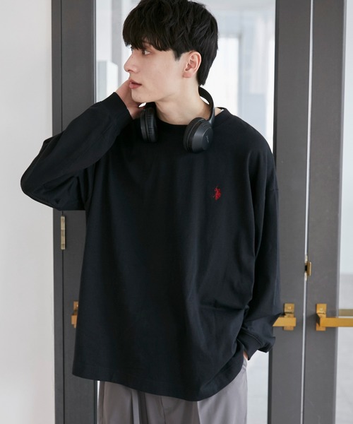 「U.S. POLO ASSN.」 長袖Tシャツ MEDIUM ブラック メンズ