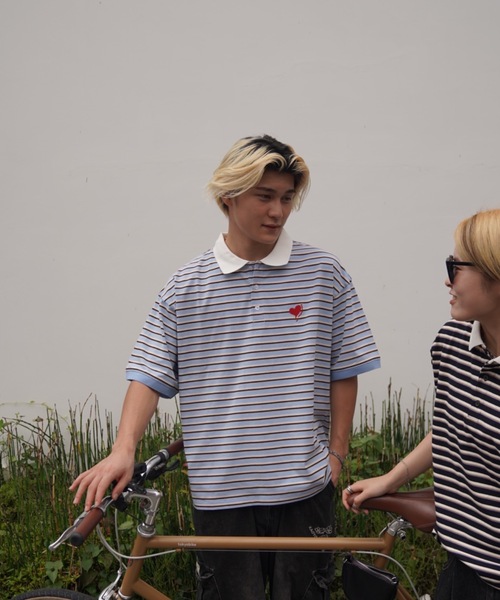 kaoyorinakami ポロシャツ balloon border polo shirt / バルーン 