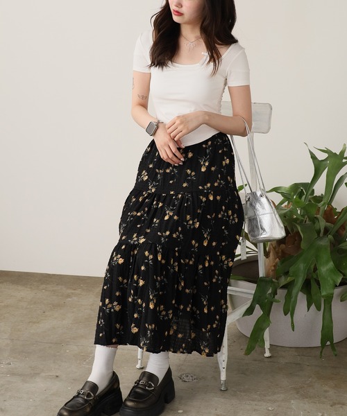 ROOP TOKYO スカート Floral Pattern Tiered Long Skirt / 小花柄