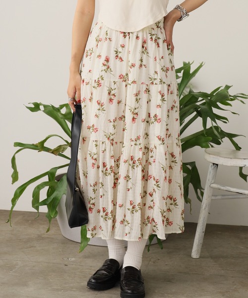 ROOP TOKYO スカート Floral Pattern Tiered Long Skirt / 小花柄