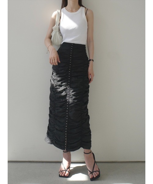 新品 24SS ANREALAGE インビジブルスカート ブラック 36 amel（エイメル） スカート フックシャーリングスカート / ブラック