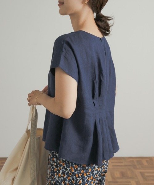 「URBAN RESEARCH DOORS」 半袖ブラウス MEDIUM ネイビー レディース
