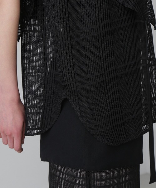 美品 ADORE アドーア ブラウス シャツ カットソー 半袖 チェック柄 サイズ38 黒 ブラック レディース 古着 中古 USED ADORE（アドーア） ブラウス シャツ レノクロスチェックブラウス