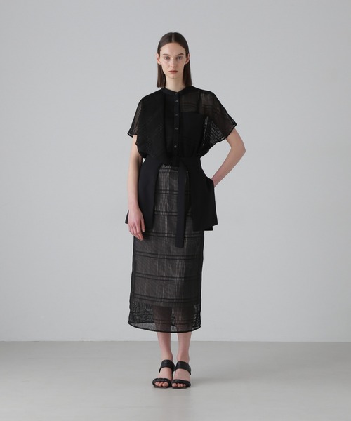 新品 ADORE 19SS モノトーンチェックブラウス(38) ADORE（アドーア） ブラウス シャツ レノクロスチェックブラウス