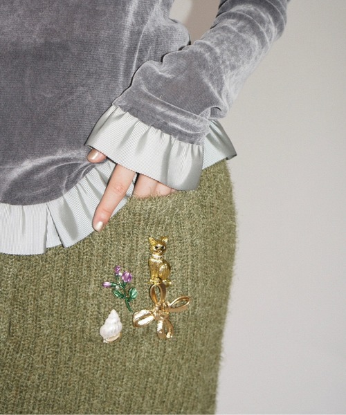 musubore（ムスボレ） tシャツ bi-color flocky frill tops