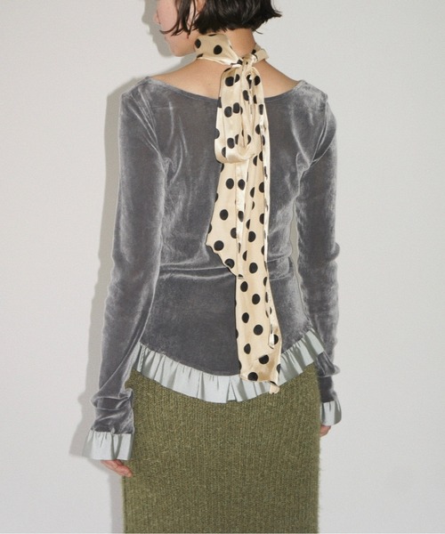 musubore（ムスボレ） tシャツ bi-color flocky frill tops