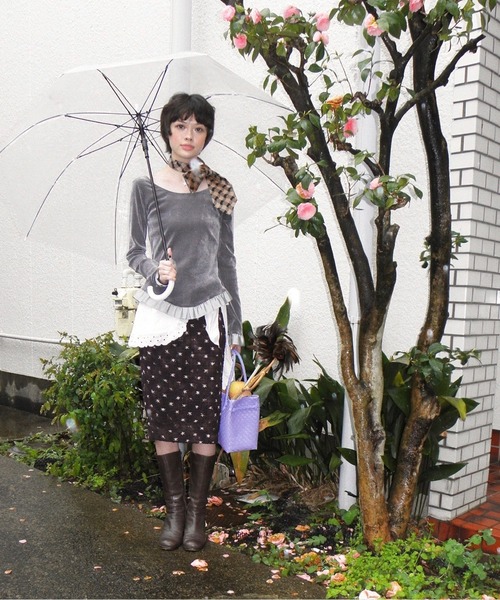 musubore（ムスボレ） tシャツ bi-color flocky frill tops