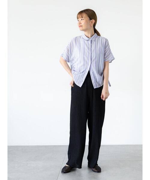シャツ+ブラウス(半袖+袖なし) Kastane - lawgy belt shoulder strap op 楽天市場】バンドカラーシャツ 長袖 シャツ ブラウス レディース